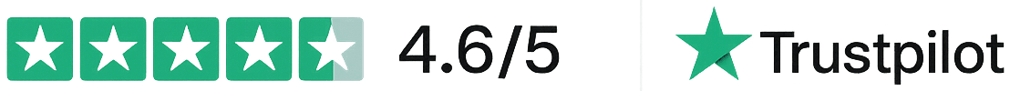 4.6 out of 5 stars, rated on Trustpilot
